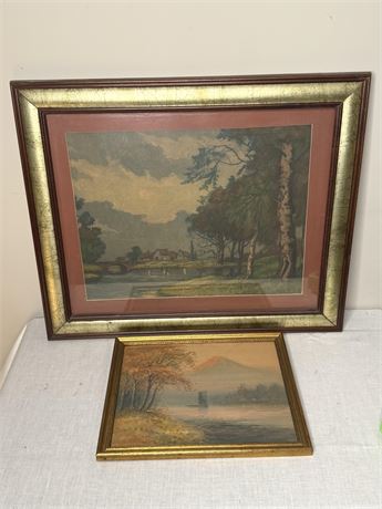English Cottage Print and Japanese Watercolor