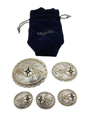Montana Silversmiths Silver Plate Belt Buckle and Button Covers