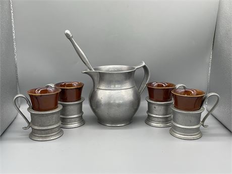 Hall Pewter Pitchers and Mugs