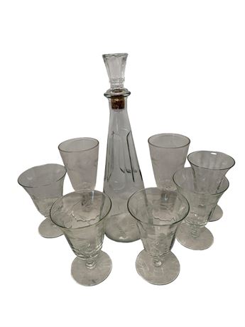 Glass Parfait Glasses and Decanter
