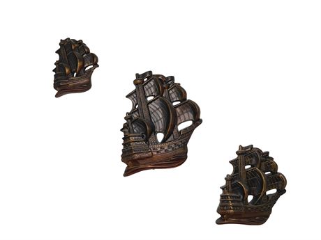1964 Miller Studio Chalkware Galleon Ship Plaques