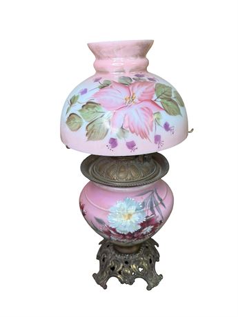 Gone with the Wind Style Hand Painted Kerosene Oil Lamp