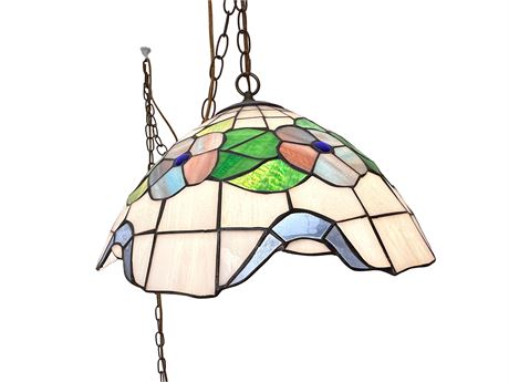 Vintage Stained Glass Hanging Light