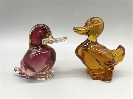 Glass Duck Paperweights