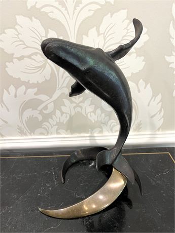 Douglas Wylie 14.5" Tall Bronze Whale Sculpture