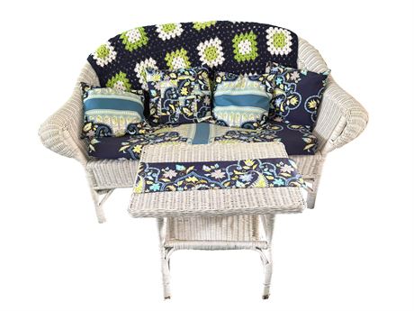 Wicker Sofa and Table