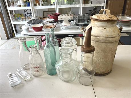 Vintage Milk Bottle and Can Lot