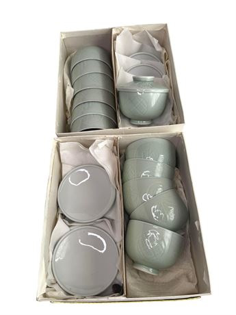 Korean Celadon Lidded Bowls