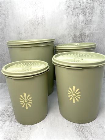 Vintage Tupperware Sage Green Canister Set