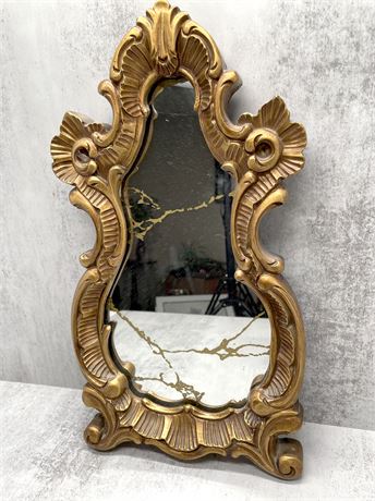 Hand Carved Wood Gold Gilt Mirror