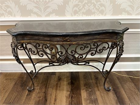 Marble Top Iron Base Console Table