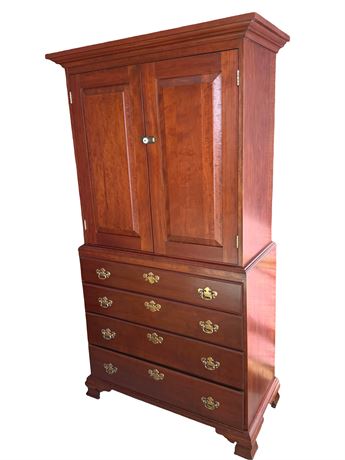 Chippendale Style Cherry Wood Armoire Dresser
