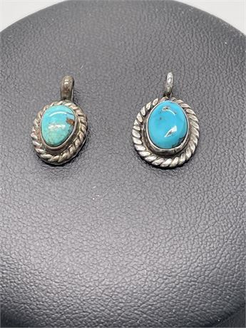 Two (2) Sterling and Turquoise Pendents