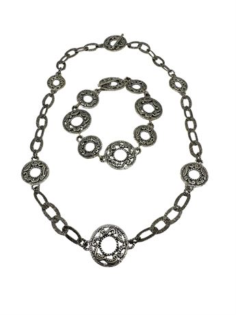 Carolyn Pollack Sterling Silver Necklace & Bracelet Set