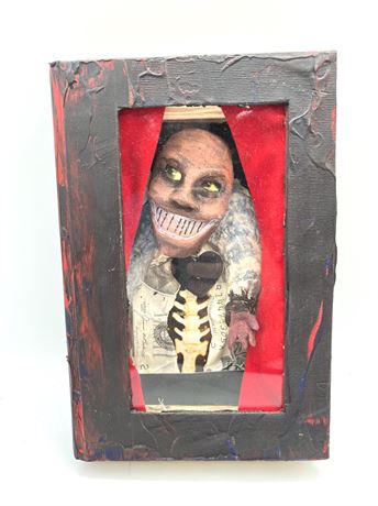 Folk Art Halloween Signed Shadow Box