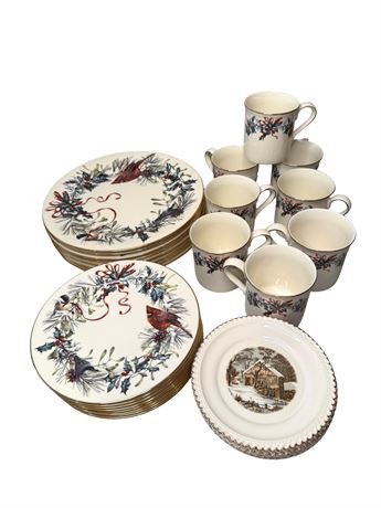 Lenox & Currier & Ives Harkerware Plates and Mugs
