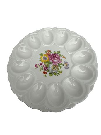E&R American Artware Floral Deviled Egg Plate