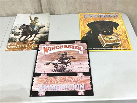 16" x 12" Metal Ammunition Advertising Signs