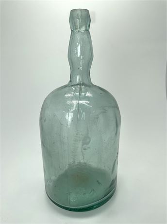 Large 14" Aqua Glass Whisky Bottle Jug