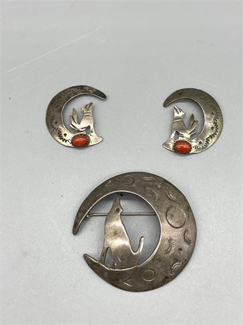 Sterling Silver Earrings & Pin