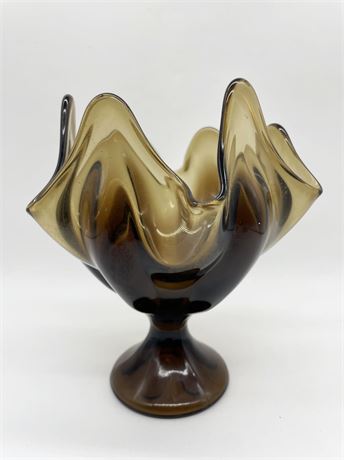 Vikiing Pedestal Glass Amber Bowl