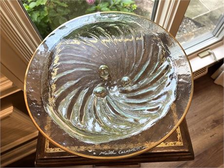 Large Signed Glass Serving Platter