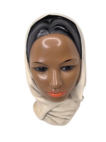 Marwal Arab Girl Lady 10" Chalkware Head Bust