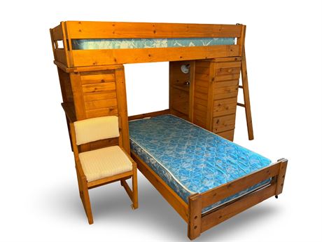 Twin Over Twin Bunk Bed and Desk Bedroom Set