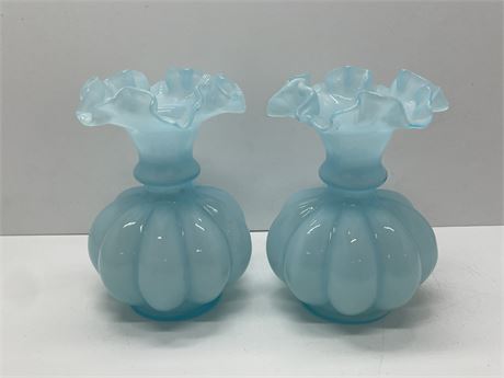 Blue Ruffle Vases