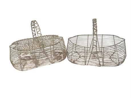 Vintage Oval Shaped Wire Egg Baskets