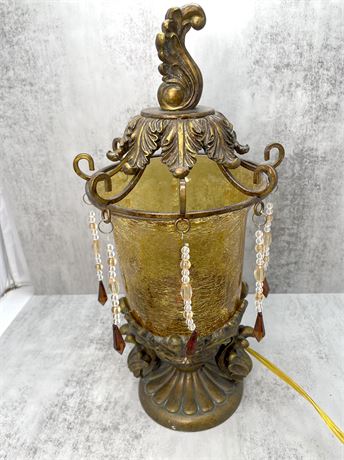 Brass and Crackled Glass Table Lamp