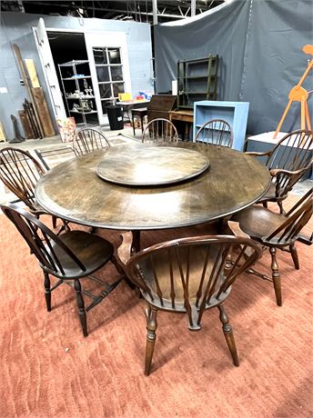 Amish Made 6 Ft. Round Table w/ Lazy Susan