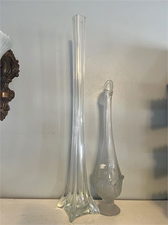 Viking and Tower Glass Vases