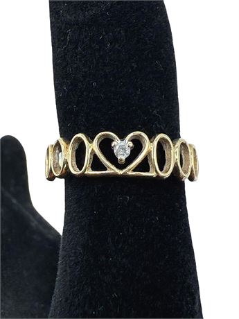 14k Yellow Gold Diamond Heart Ring