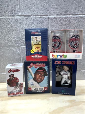 Cleveland Indians Souvenir Bobbleheads and Glasses