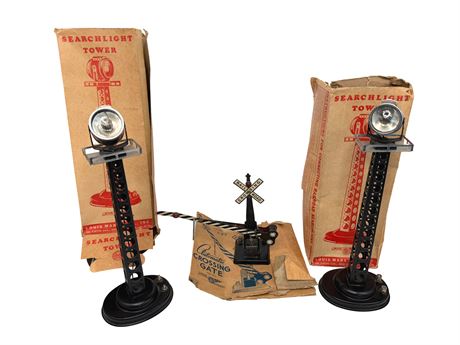 Marx Tin Litho Searchlight Towers and Crossing Gate