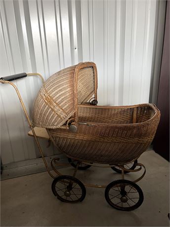 Antique Wicker Doll Carriage