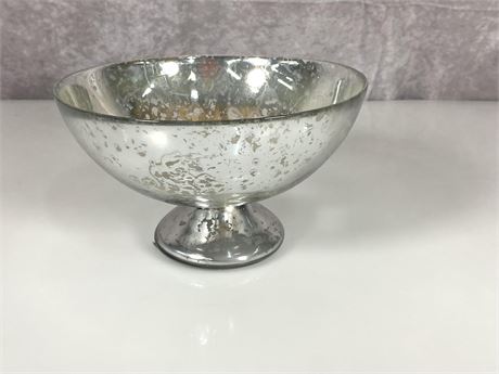 Footed Mercury Glass Bowl