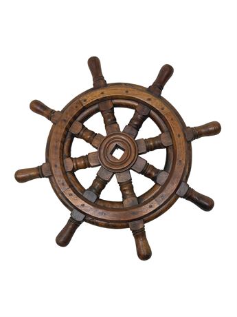 Vintage Wood Ship Steering Wheel