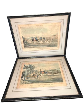 Stagecoach Hand Colored Engravings