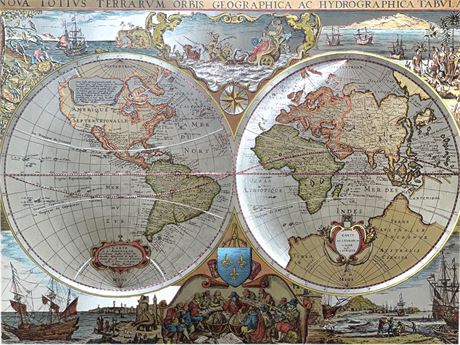 Old World Map Metallic Print