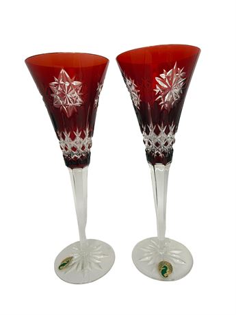 Waterford Crystal Ruby Joy Champagne Flutes