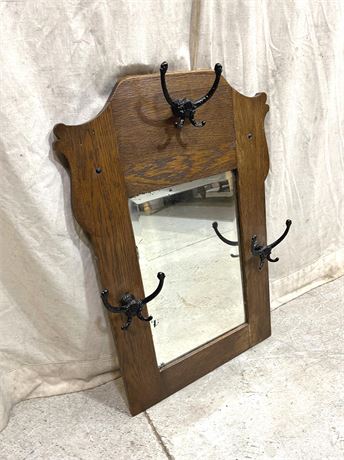 Antique Oak Wall Mirror