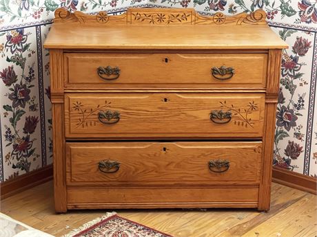 Three (3) Drawer Oak Dresser