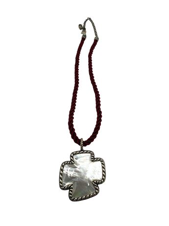 Carolyn Pollack Sterling Silver Mother of Pearl Cross Necklace