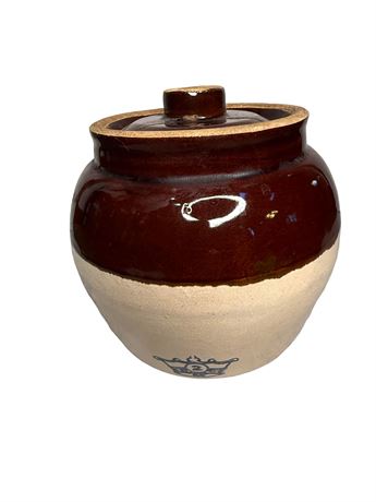 2-Quart Blue Crown Stoneware Bean Pot
