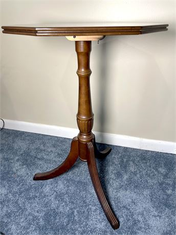 Inlaid Wood Octagon Side Table