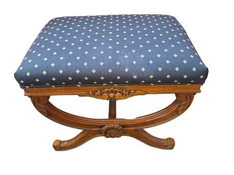 Late 19th Century Empire Style Bench w/ Newer Upholstery