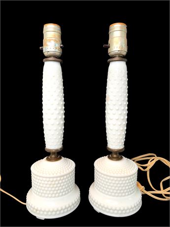 Vintage Milk Glass Hobnail Table Lamps