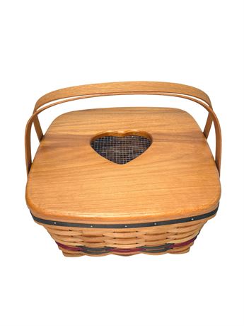Bradford Basket with Heart Decorated Wood Lid